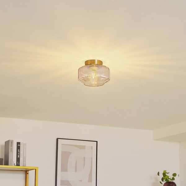 Stropné Lampa Lindby, Hildur, stmievateľné, Hnedá / Hrdzavá, Jedáleň, Sklo