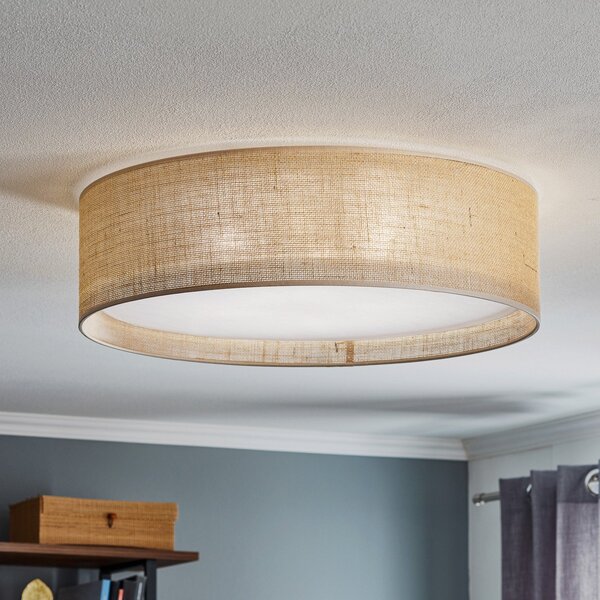 Stropné Lampa TK Lighting, Juta, stmievateľné, Béžová, Obývacia izba, Tkanina / Textil