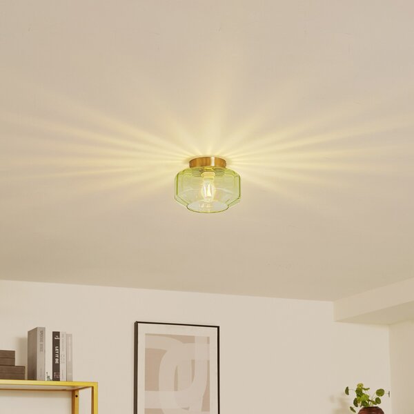 Stropné Lampa Lindby, Hildur, stmievateľné, Zelená, Jedáleň, Sklo