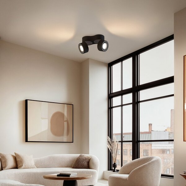 Stropné Lampa Arcchio, Rotari, stmievateľné, Čierna, Obývacia izba, Hliník, Moderný