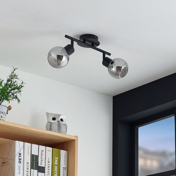 Stropné Lampa Lindby, Eridia, stmievateľné, Čierna, Obývacia izba, Kov, Moderný