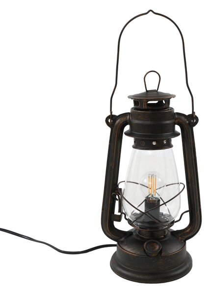 Stolové Lampa Lindby, Raisa, Hnedá / Hrdzavá, Obývacia izba, Kov, Starožitný