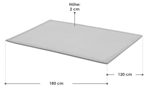 Detská hracia podložka 180x120 cm, pamäťová pena, sivá