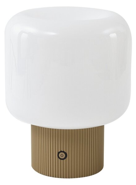 Stolové Lampa Lucande, Katrin Palme, stmievateľné, Béžová, Obývacia izba, Sklo, Moderný