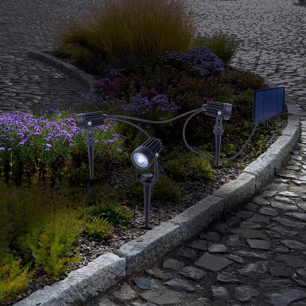 LED solárne zemné svietidlo SPOTI, čierne, sada 3 ks, IP44, Čierna, kov, Moderný, Vonkajše bodové svietidlo / bodateľné do zeme