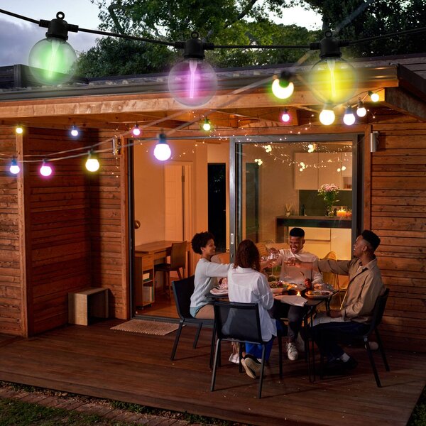 LED solárna svetelná reťaz CADENA, RGB, čierna, 10-pl., 10 m, Čierna, Plast, Štýl mladých