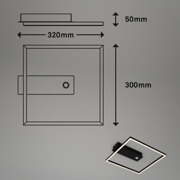 Briloner 3770-015 -LED stropné svietidlo FRAME LED/14W/230V 3000K 32x30 cm čierna