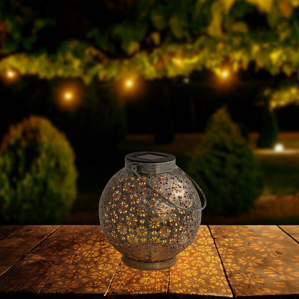LED solárna lampa 52854, strieborná, kov, 20 cm, IP44, sada 2 ks, Chrómová / strieborná, kov, Lampáš