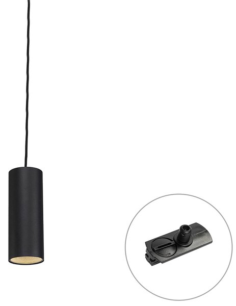 Dizajnové závesné svietidlo čierne vrátane adaptéra na koľajnicu 1-fázové - Iconic Tubo