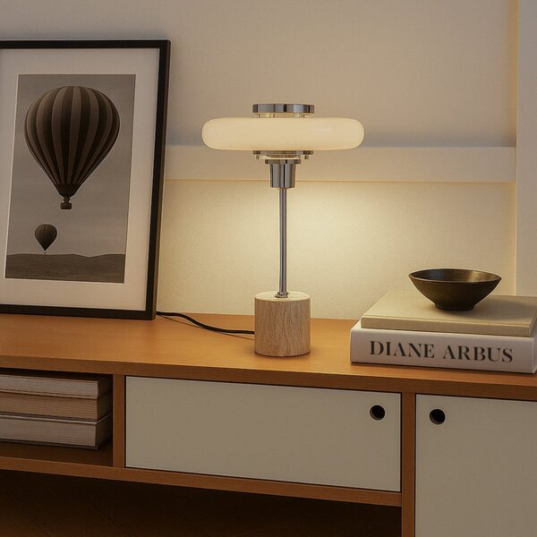 Stolové Lampa Lindby, Branford, Béžová, Obývacia izba, Kov, Vintage