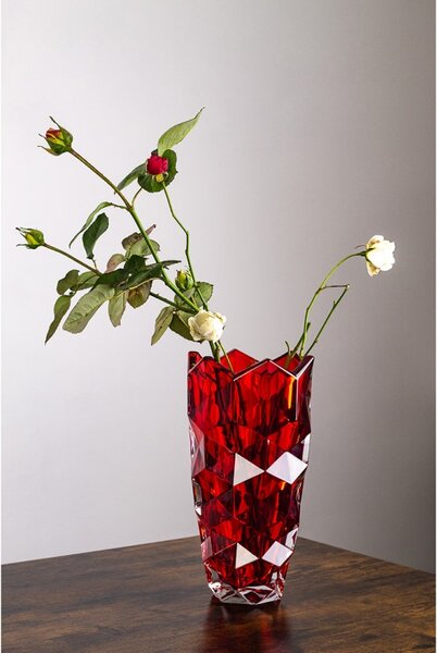 KRIŠTÁĽOVÁ VÁZA BOHEMIA LUNAR RED 280MM