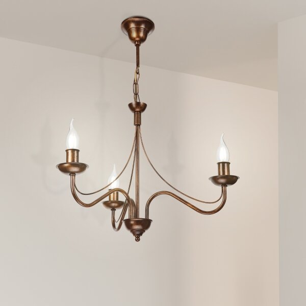 Luster na reťazi ANTON 3xE14/15W/230V bronzový