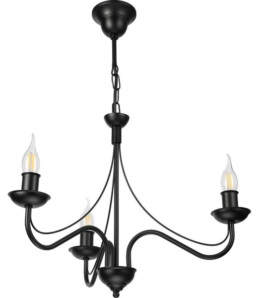 Luster na reťazi ANTON 3xE14/15W/230V čierny
