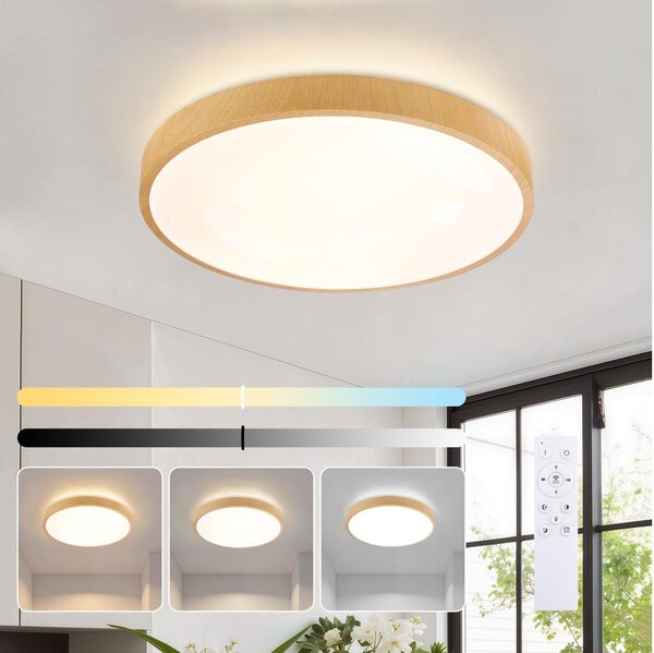 Brilagi-LED Stmievateľné svietidlo GLASS POOL DOUBLE LED/48W/230V 40 cm drevený dekor+DO
