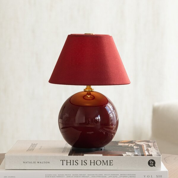 Stolové Lampa Globen Lighting, IRIS, stmievateľné, Červená, Obývacia izba, Tkanina / Textil, Dizajnový