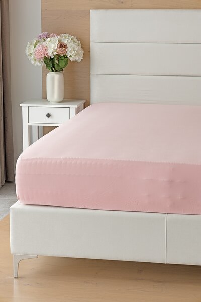 Prestieradlo Pudrové ELASTAN PREMIUM Jersey s elastanem PREMIUM 90-100 x 200-220/40
