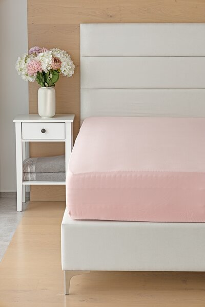 Prestieradlo Pudrové ELASTAN PREMIUM Jersey s elastanem PREMIUM 90-100 x 200-220/40