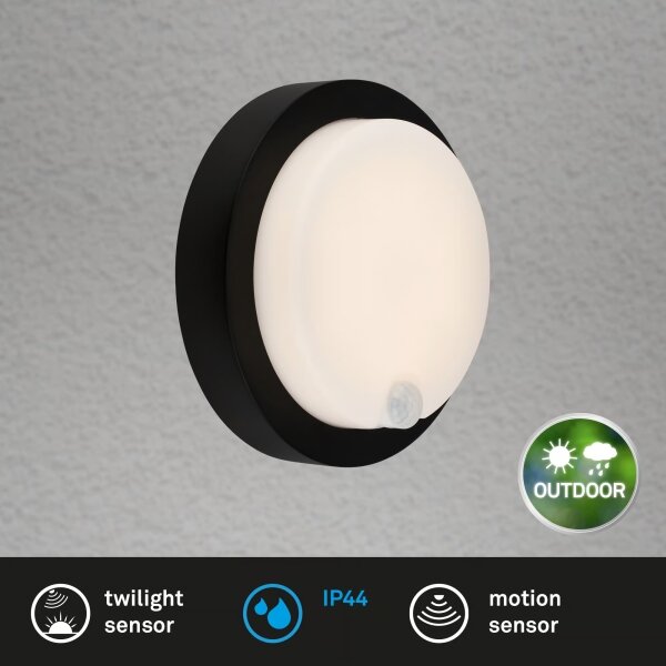 Brilo - LED nabíjateľné vonkajšie nástenné svietidlo so senzorom LED/4W/5V 4400 mAh IP44 čierne