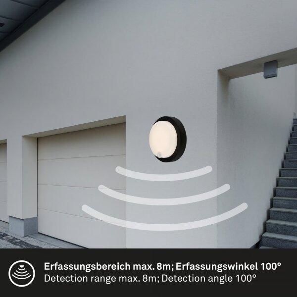 Brilo - LED nabíjateľné vonkajšie nástenné svietidlo so senzorom LED/4W/5V 4400 mAh IP44 čierne