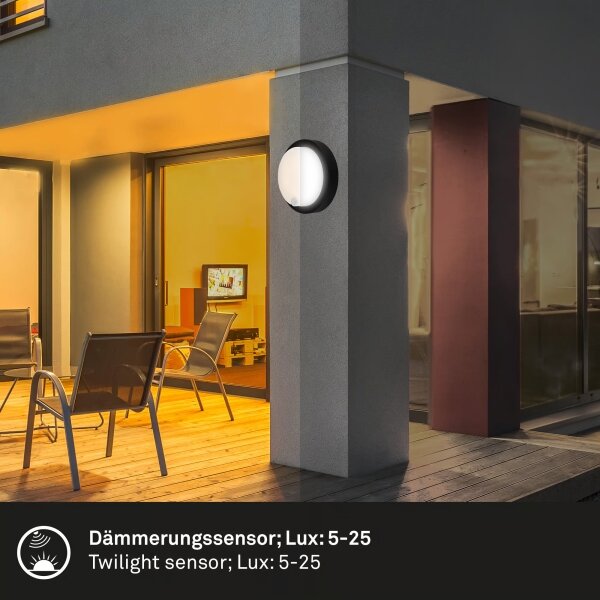 Brilo - LED nabíjateľné vonkajšie nástenné svietidlo so senzorom LED/4W/5V 4400 mAh IP44 čierne