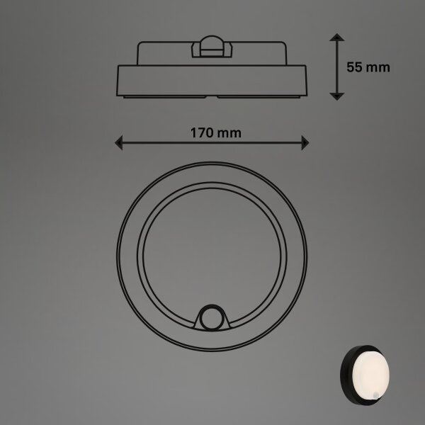 Brilo - LED nabíjateľné vonkajšie nástenné svietidlo so senzorom LED/4W/5V 4400 mAh IP44 čierne
