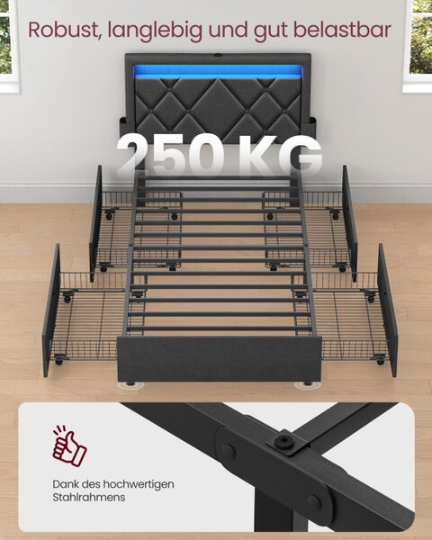 Manželská postel s LED osvetlením 90 cm RMB820GN02