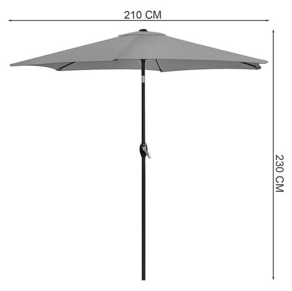 LONGWELL INDUSTRIAL LTD Skladací záhradný slnečník 210 cm - šedý