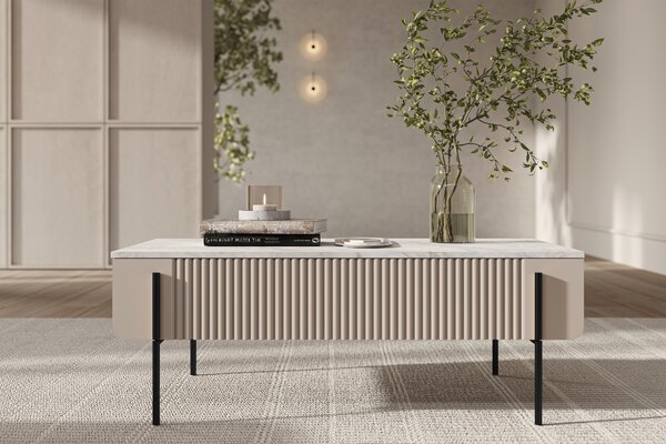 Konferenčný stolík Malmi 100 cm - kašmírová / crema bianca / čierna