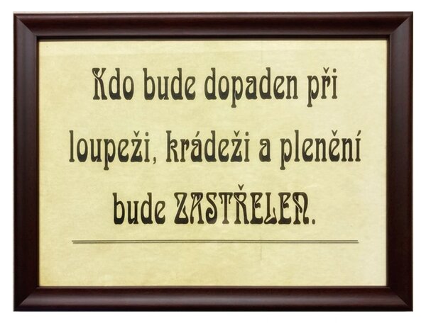 Cedule | Kdo bude dopaden při loupeži (různé rámy)