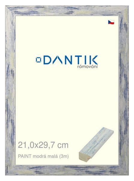 DANTIK rám na obraz 21x29,7 | PAINT modrá malá (Sklo Čiré)
