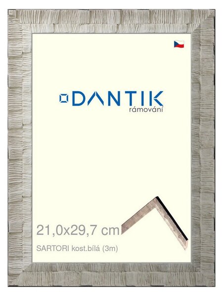 DANTIK rám na obraz 21x29,7 | SARTORI kost.bílá (Sklo Čiré)