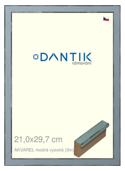 DANTIK rám na obraz 21x29,7 | AKVAREL modrá vysoká (Sklo Čiré)