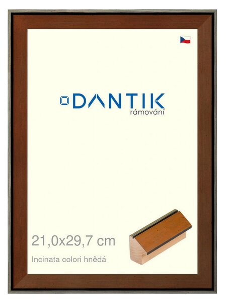 DANTIK rám na obraz 21x29,7 | INCLINATA colori hnědá (Sklo Čiré)