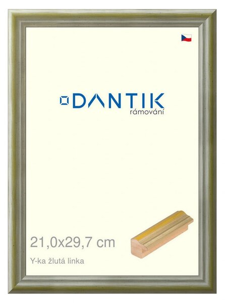 DANTIK rám na obraz 21x29,7 | Y-ka žlutá linka (Sklo Čiré)