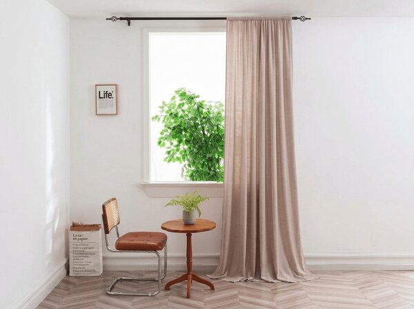 Záves TAVIO 140x250 cm, svetlo béžový Zavesenie: Kovové krúžky