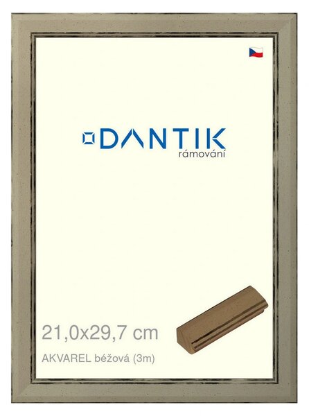 DANTIK rám na obraz 21x29,7 | AKVAREL béžová (Sklo Čiré)