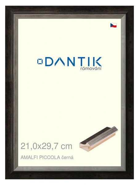 DANTIK rám na obraz 21x29,7 | AMALFI piccola černá (Sklo Čiré)