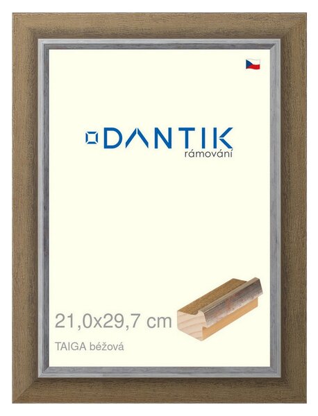 DANTIK rám na obraz 21x29,7 | TAIGA béžová (Sklo Čiré)