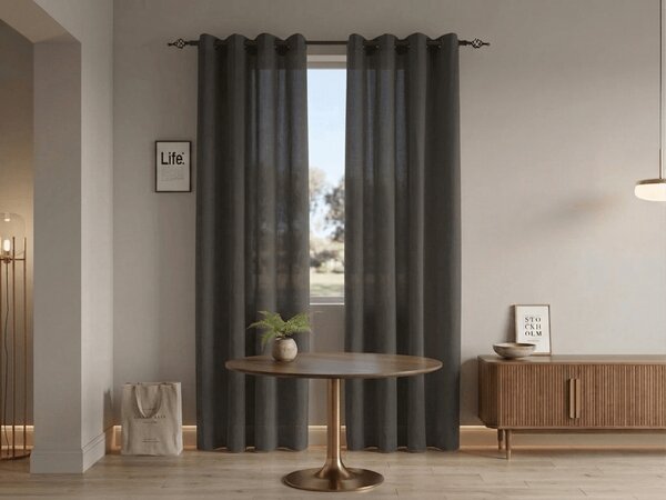 Záves TAVIO 140x250 cm, sivohnedý Zavesenie: Kovové krúžky