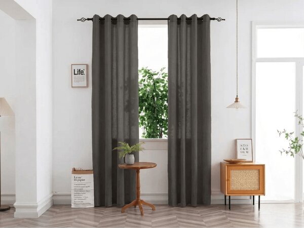 Záves TAVIO 140x250 cm, sivohnedý Zavesenie: Kovové krúžky