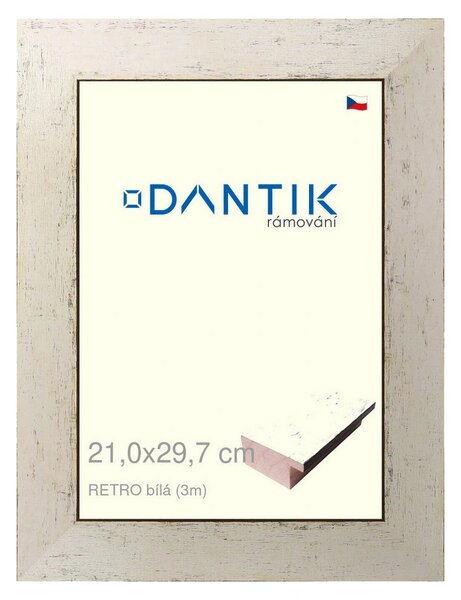 DANTIK rám na obraz 21x29,7 | RETRO bílá (Sklo Čiré)