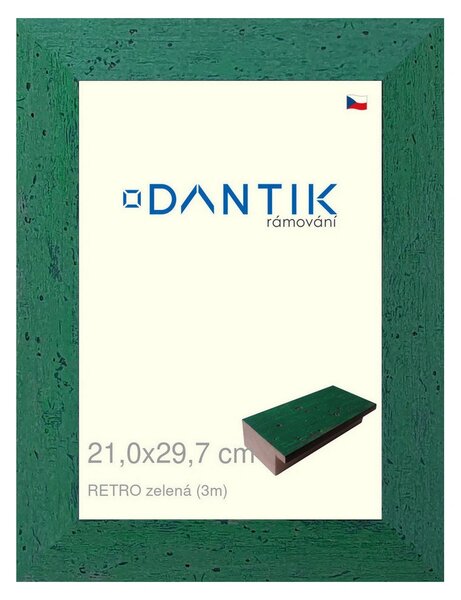 DANTIK rám na obraz 21x29,7 | RETRO zelená (Sklo Čiré)