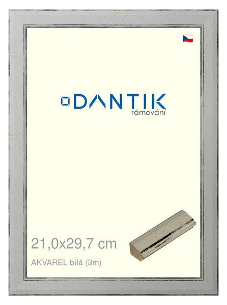 DANTIK rám na obraz 21x29,7 | AKVAREL Bílá (Sklo Čiré)