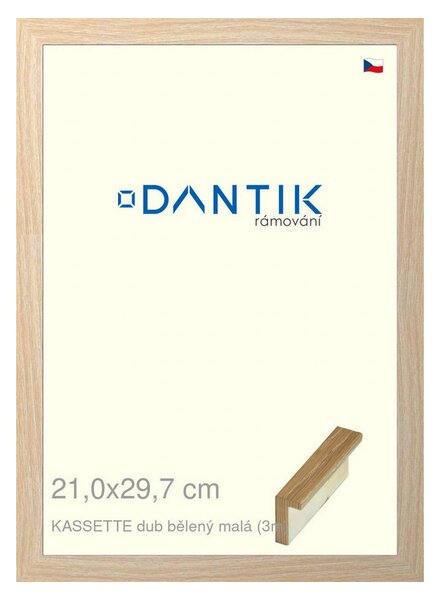 DANTIK rám na obraz 21x29,7 | KASSETTE dub bělený malá (Sklo Čiré)
