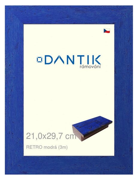 DANTIK rám na obraz 21x29,7 | RETRO modrá (Sklo Čiré)