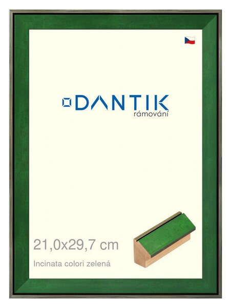 DANTIK rám na obraz 21x29,7 | INCLINATA colori zelená (Sklo Čiré)