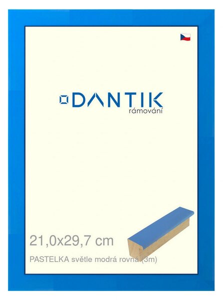 DANTIK rám na obraz 21x29,7 | PASTELKA světle modrá rovná (Sklo Čiré)