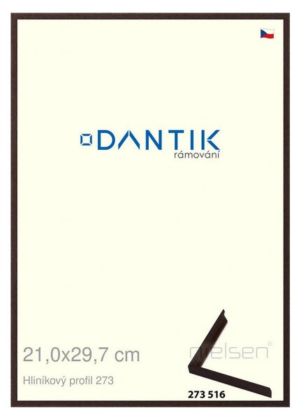 DANTIK rám na obraz 21x29,7 | ALU Dýha wenge tmavá (Sklo Čiré)