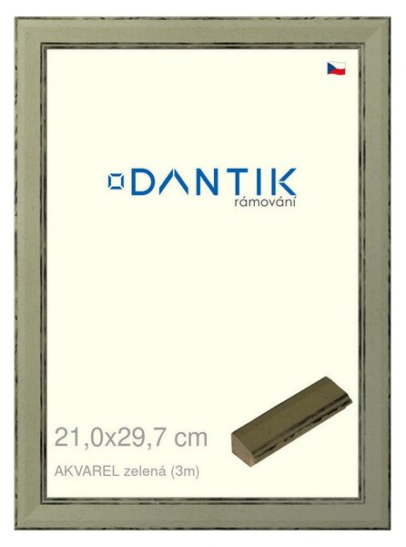 DANTIK rám na obraz 21x29,7 | AKVAREL zelená (Sklo Čiré)
