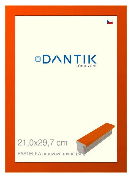 DANTIK rám na obraz 21x29,7 | PASTELKA oranžová rovná (Sklo Čiré)